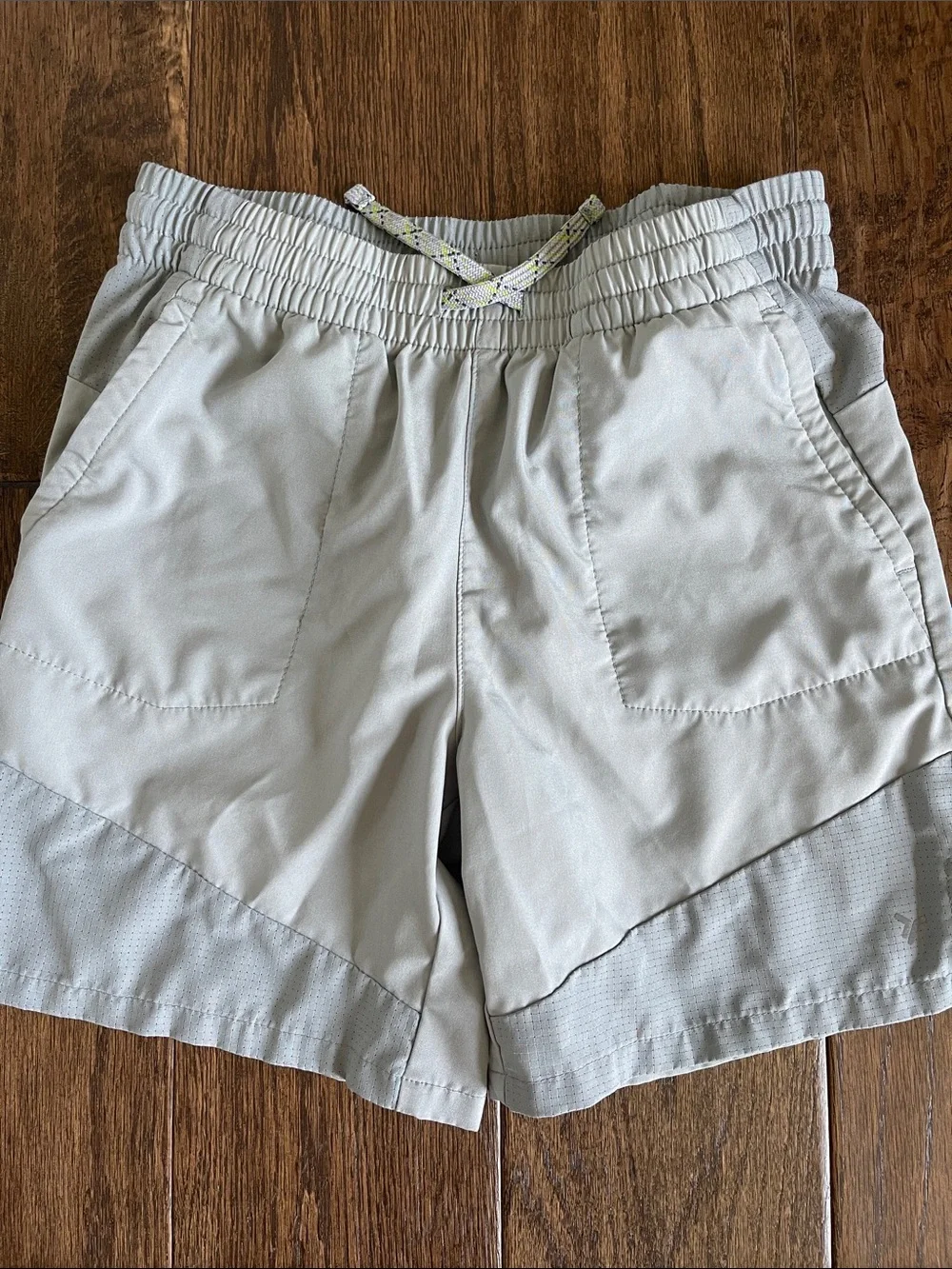 Boys Light Gray Athletic Drawstring Shorts